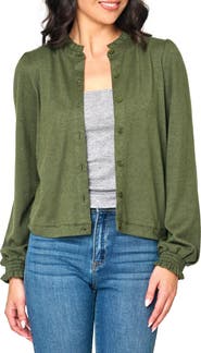 GIBSONLOOK Ruffle Accent Cardigan