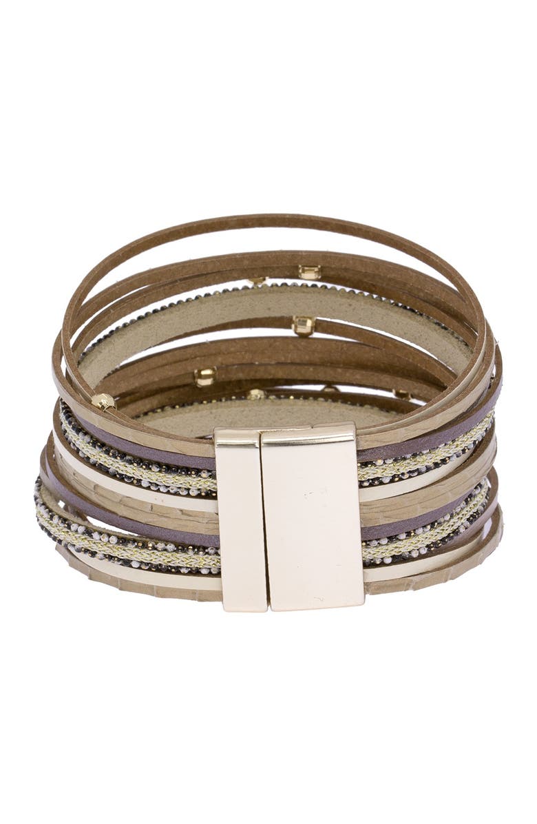 SAACHI Looking Good Beaded Leather Multi Strand Bracelet, Alternate, color,