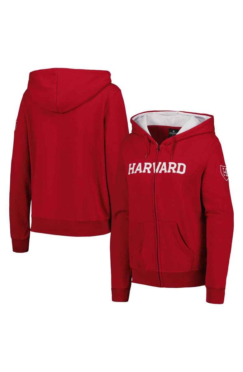COLOSSEUM Women's Crimson Harvard Crimson Arched Name Full-Zip Hoodie, Main, color, Crimson