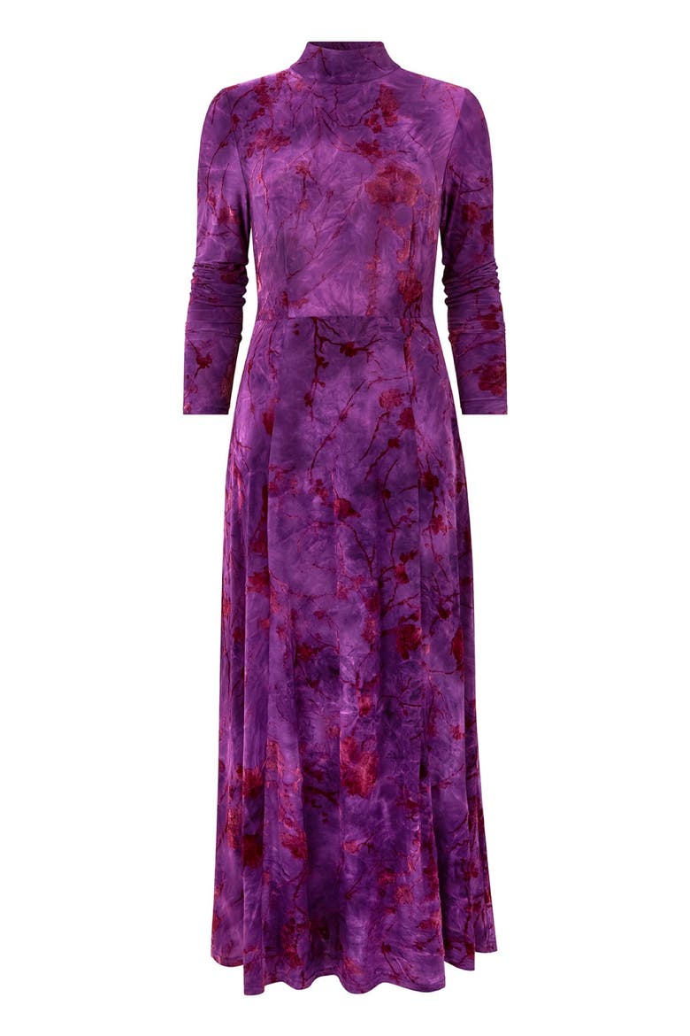Mockneck Burnout Midi Dress, Alternate, color, PURPLE VINE