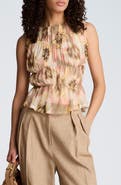 Kenneth Cole Floral Ruched Front Sleeveless top
