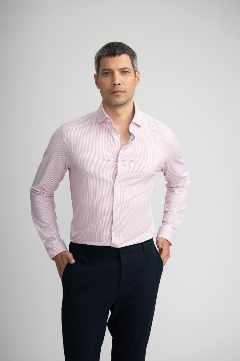 Apex Estate Microstripe LS Shirt, Alternate, color, Dark Pink