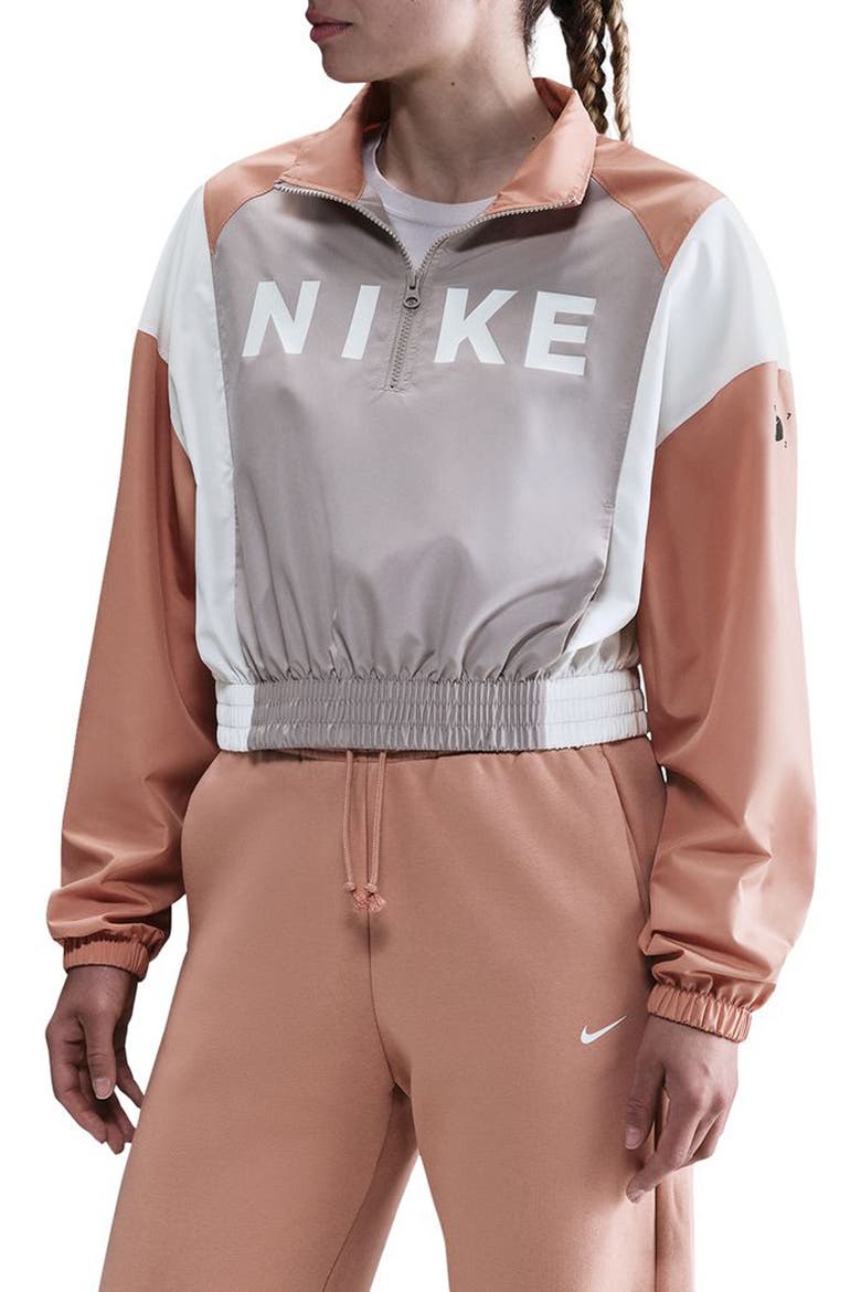 Sportswear Woven Pullover Top, Main, color, 009 CLGGRY/ROSGLD