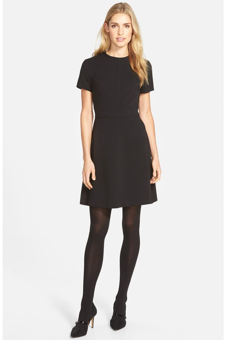Seam Detail Crepe A-Line Dress, Alternate, color, BLACK