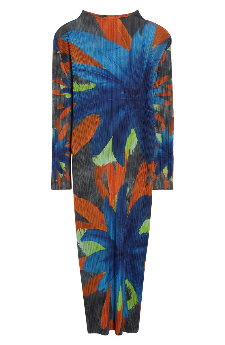 Pleats Please Issey Miyake Carnival Pleated Long Sleeve Midi Dress, Alternate, color, Gray