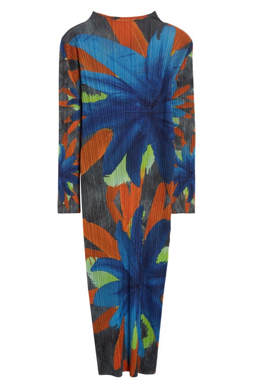 Issey Miyake Pleats Please Carnival Pleated Long Sleeve Midi Dress In Multi