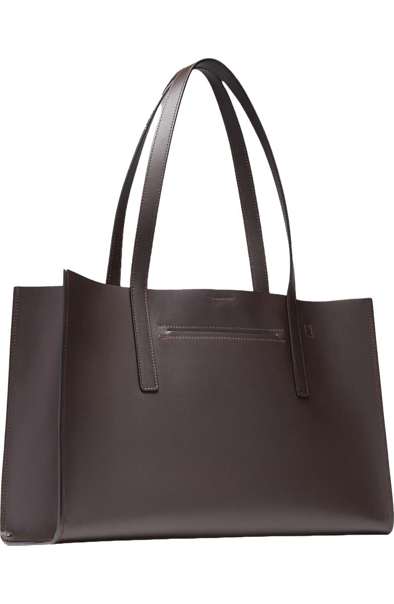HYER GOODS Luxe Doubleface Leather Laptop Tote Bag, Alternate, color, Dark Chocolate