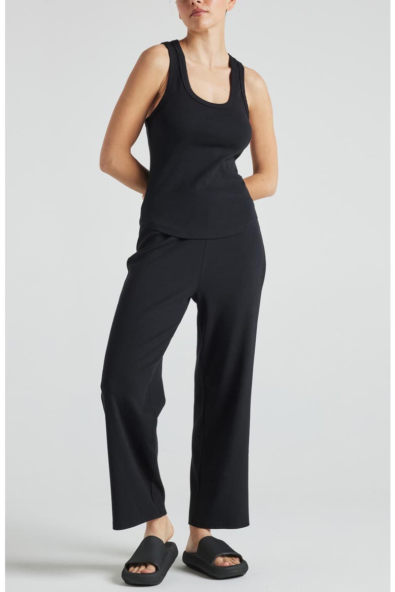 Serene Rib Relaxed Pant, Alternate, color, Black