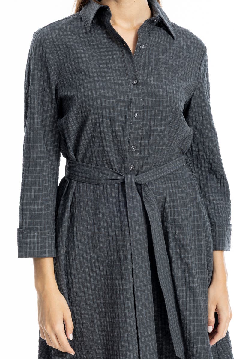 MAX STUDIO Plaid Midi Shirtdress, Alternate, color, Black/ White Check