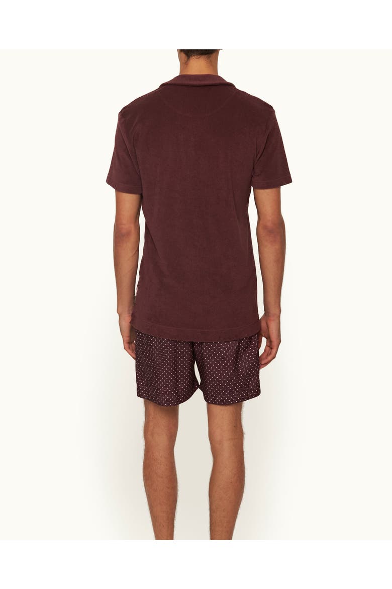 Terry Towelling Tailored Fit Towelling Polo Shirt, Alternate, color, DAMSON