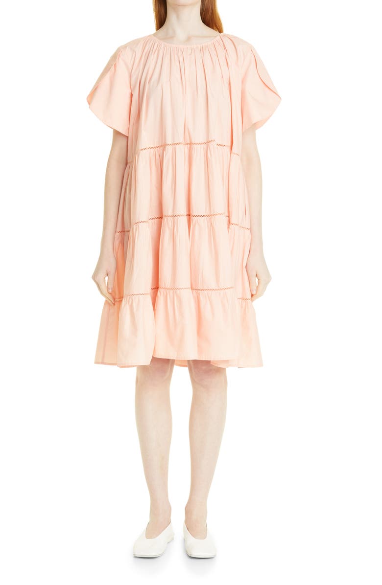 Merlette Allegre Tiered Poplin Dress, Main, color, Light Peach