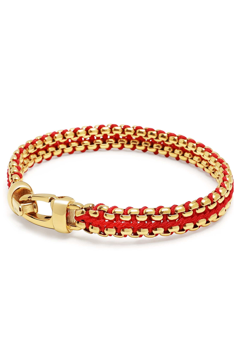 Red Woven Box Chain Bracelet, Alternate, color, Red / Gold
