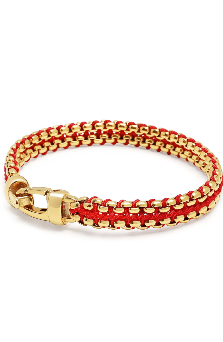Nialaya Red Woven Box Chain Bracelet, Alternate, color, Red / Gold