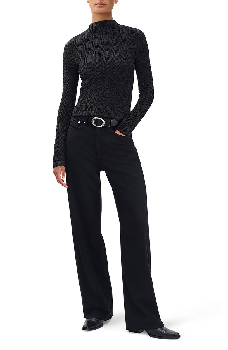 rag & bone Francesca Merino Wool Crop Sweater, Alternate, color, Charcoal