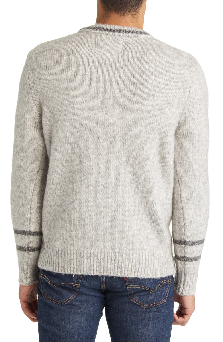 Schott NYC Stripe Trim Triple Blend Crewneck Sweater, Alternate, color,