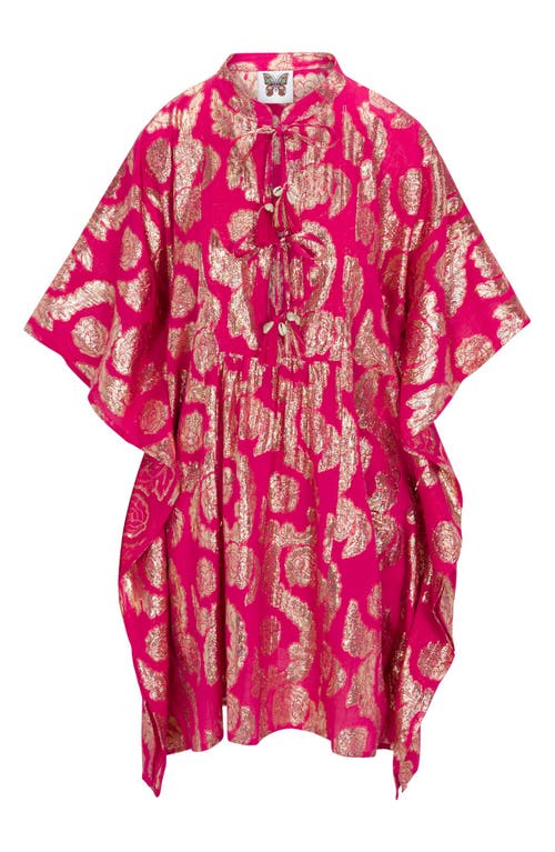 Meghan La Palm Springs Metallic Jacquard Caftan Dress In Pomegranate Gold