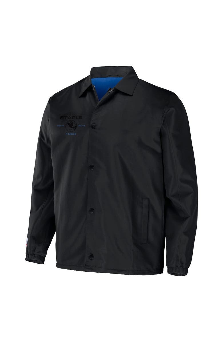 STAPLE Men's NFL x Staple Black Indianapolis Colts Coaches Full-Snap Jacket, Alternate, color,