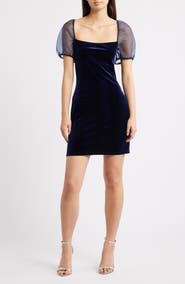 Jump Apparel Puff Sleeve Velvet Minidress