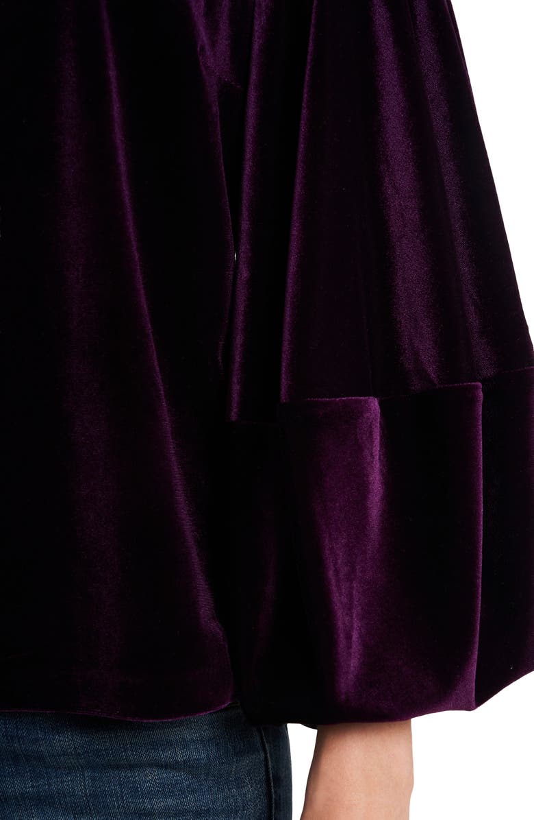 1.STATE Off the Shoulder Velvet Top, Alternate, color, Deep Plum