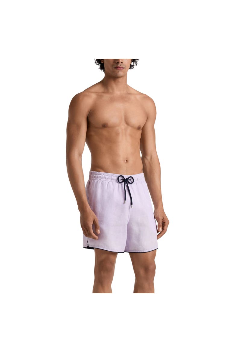 Men Linen Swim Shorts Solid, Alternate, color, Dawn Pink