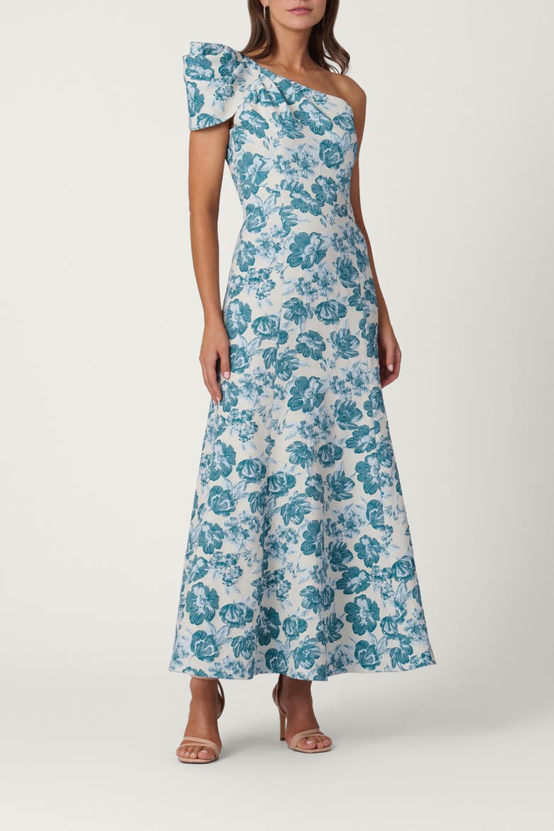 Midnight Floral Jacquard Lolla Dress, Main, color, Blue/Ivory