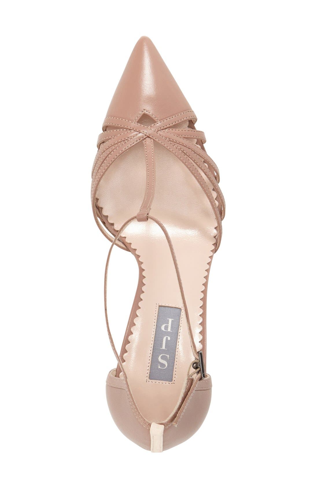 'Carrie' T-Strap Pump, Alternate, color, BROWN NAPPA LEATHER