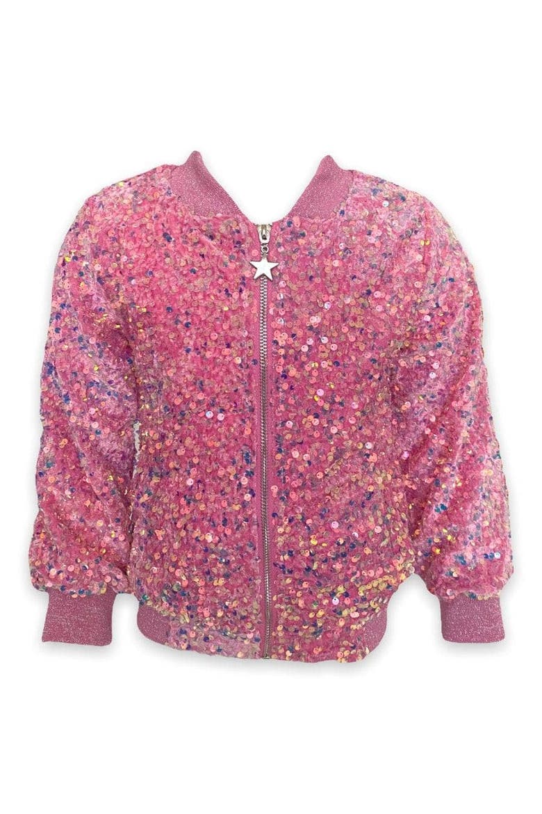 Pretty Sequin Bomber, Main, color, Pink