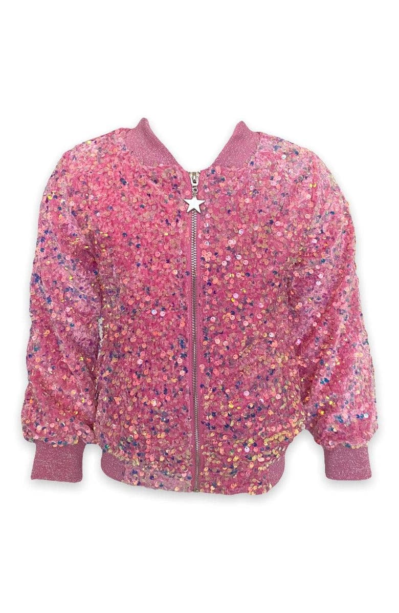 Lola + The Boys Pretty Sequin Bomber, Main, color, Pink