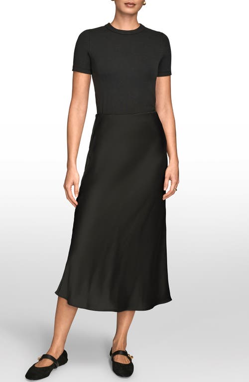 Donna Karan New York Satin Midi Skirt In Black