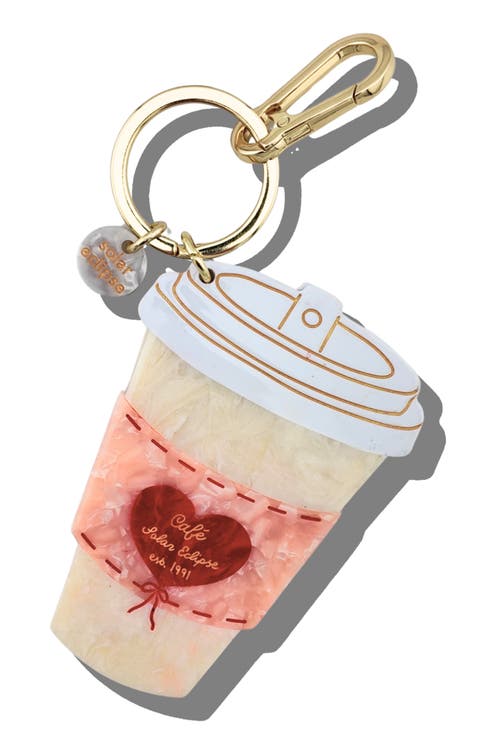 Hand Painted Coffee Cup Key Chain Bag Charm