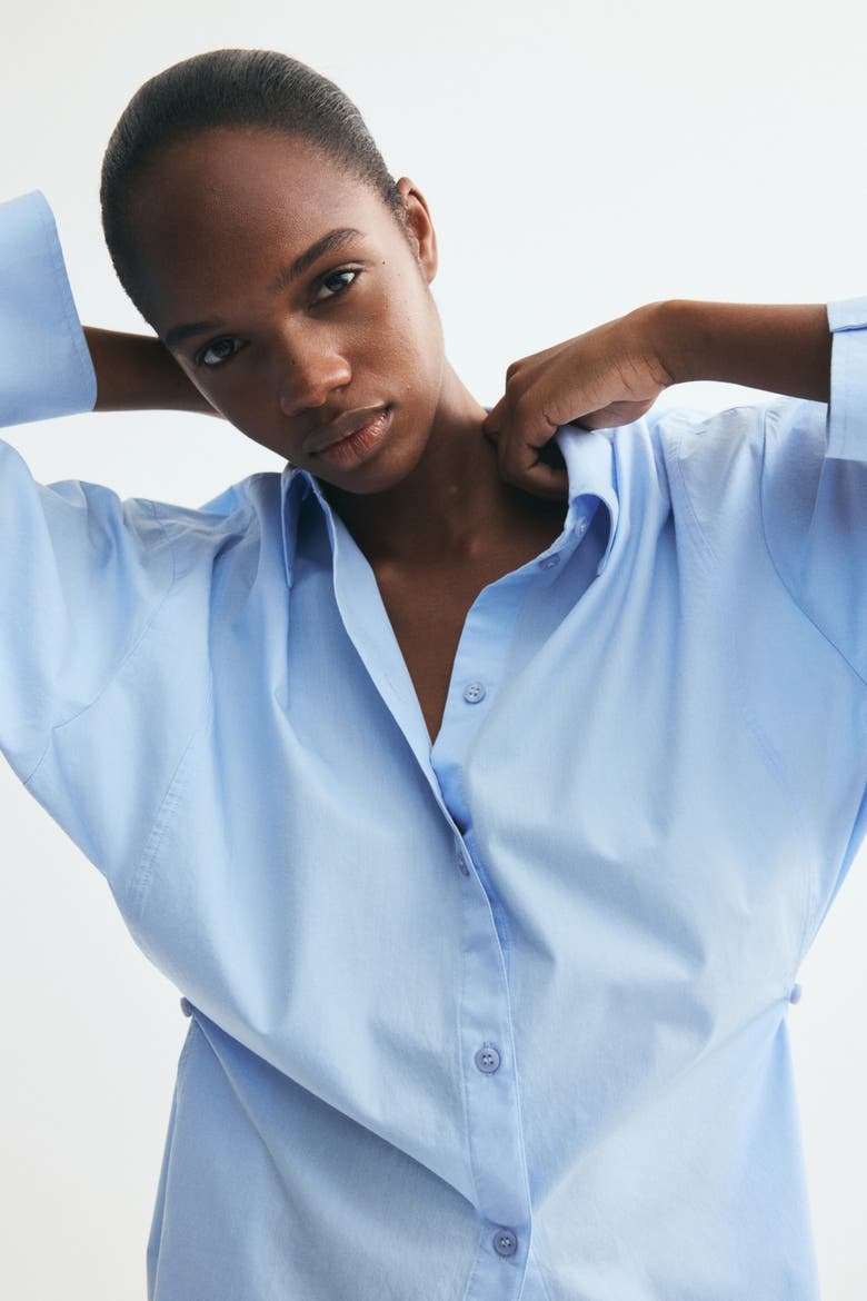 Tapered-waist Poplin Shirt, Alternate, color, Light blue