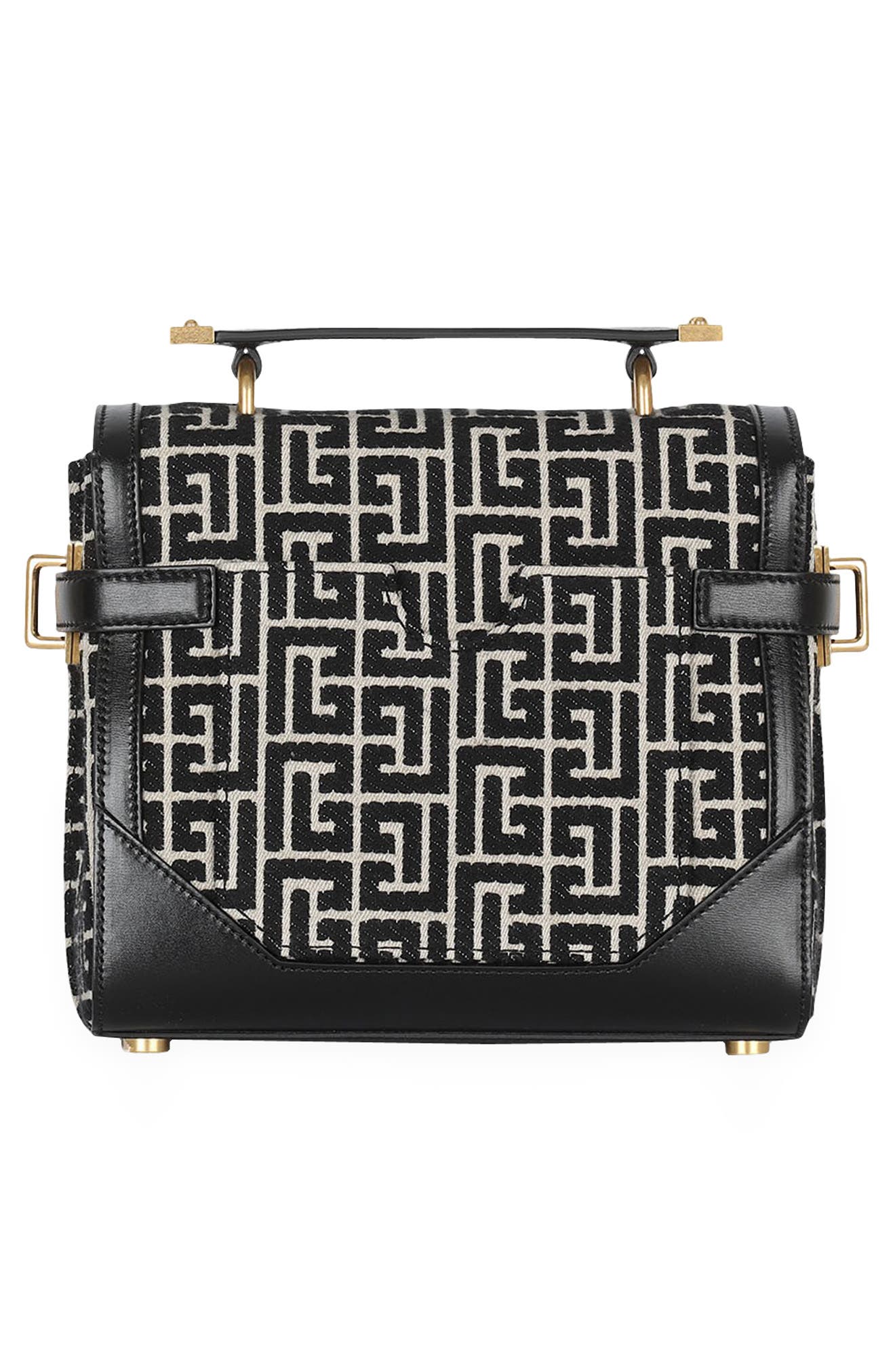 Balmain B-Buzz 23 Monogram Jacquard Top Handle Bag, Alternate, color, 