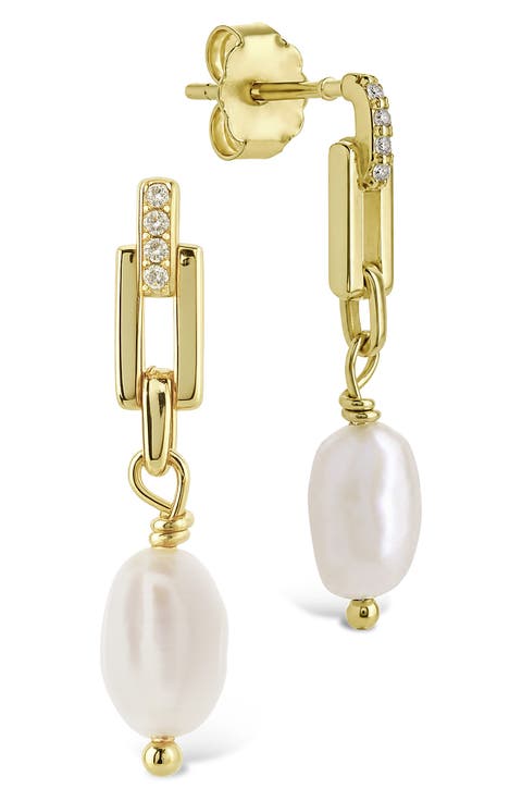 Cecelia Faux Pearl & Cubic Zirconia Drop Earrings