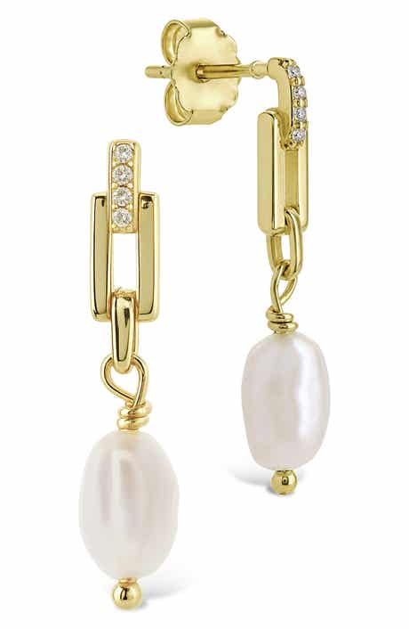 Sterling Forever Cecelia Faux Pearl & Cubic Zirconia Drop Earrings