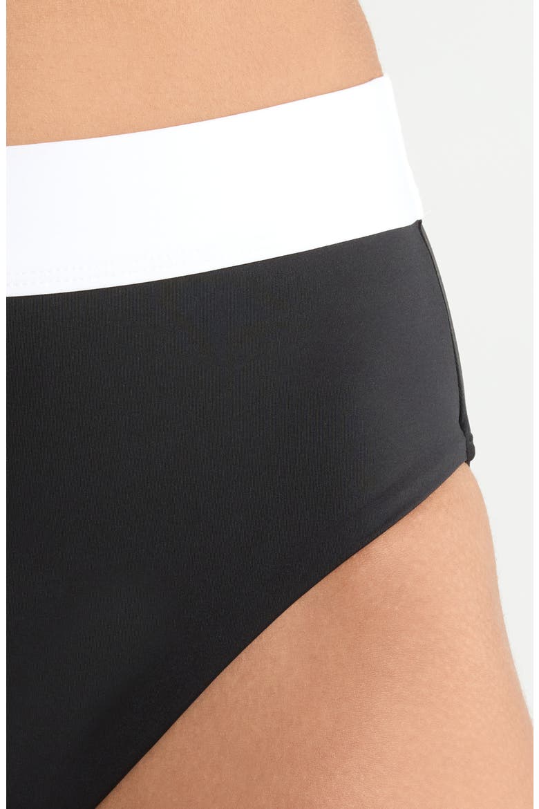 Banded High Waist Swim Briefs, Alternate, color, BLACK