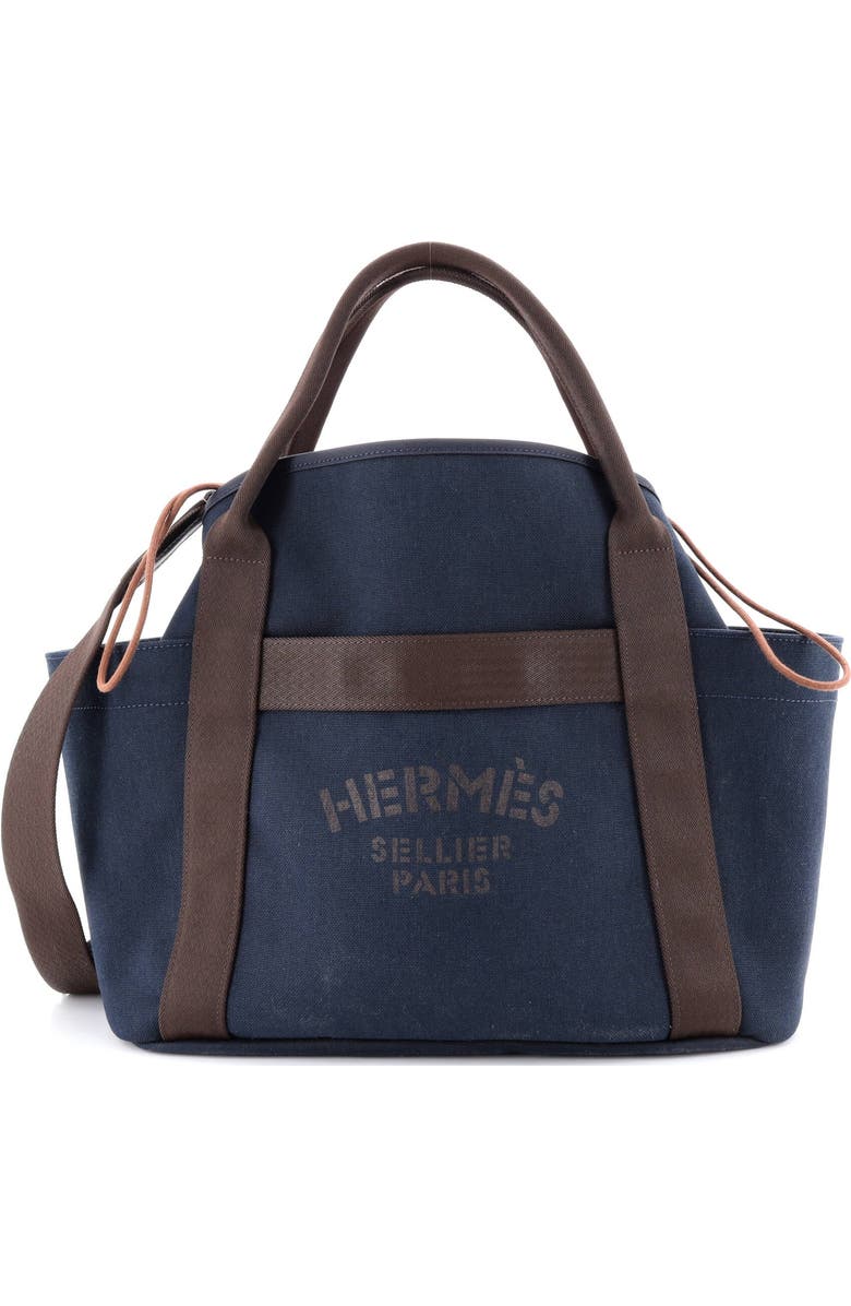 Pre-Owned Hermes Sac De Pansage Groom Handbag Canvas, Main, color, Bleu Nuit