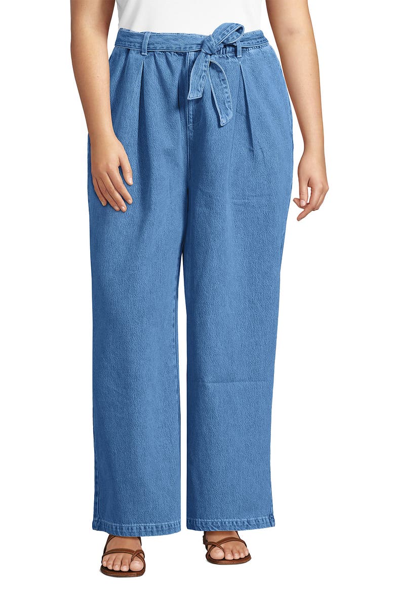 High Ridge Twill Pull On Pleated Wide Leg Pants, Main, color, Hutton Blue Wash