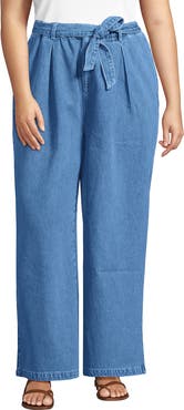 Lands' End High Ridge Twill Pull On Pleated Wide Leg Pants