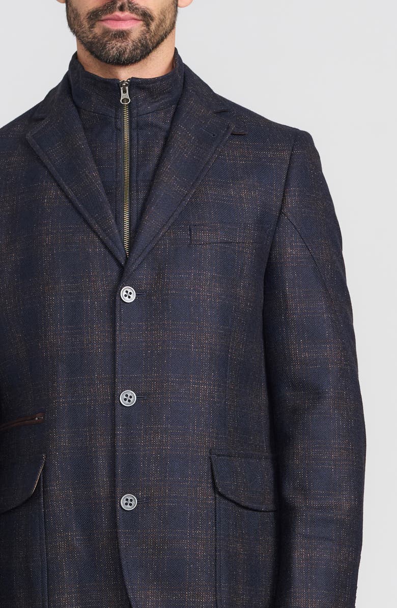 FLYNT Blue Plaid Wool Hybrid Sport Coat with Removable Bib, Alternate, color, Blue