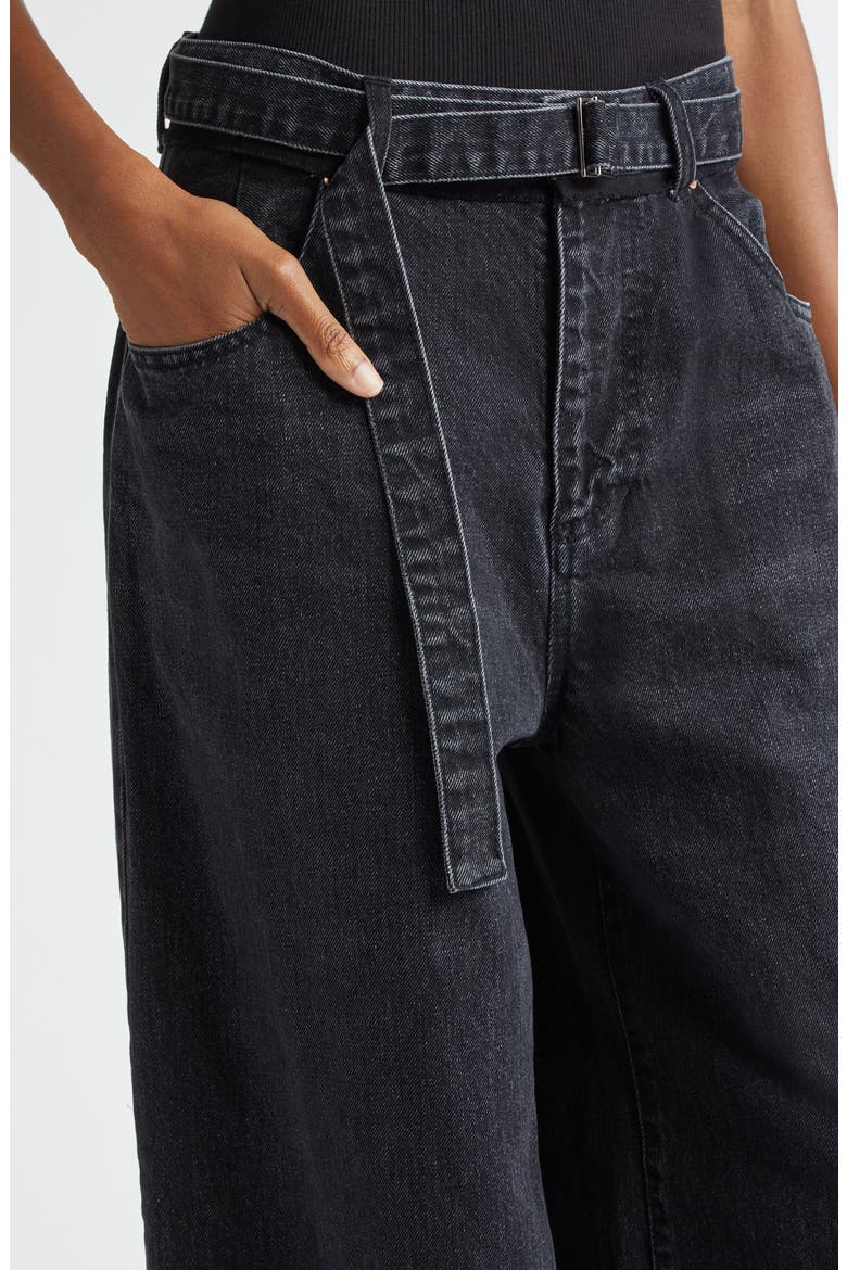 Belted Wide Leg Jeans, Alternate, color, BLACK 001