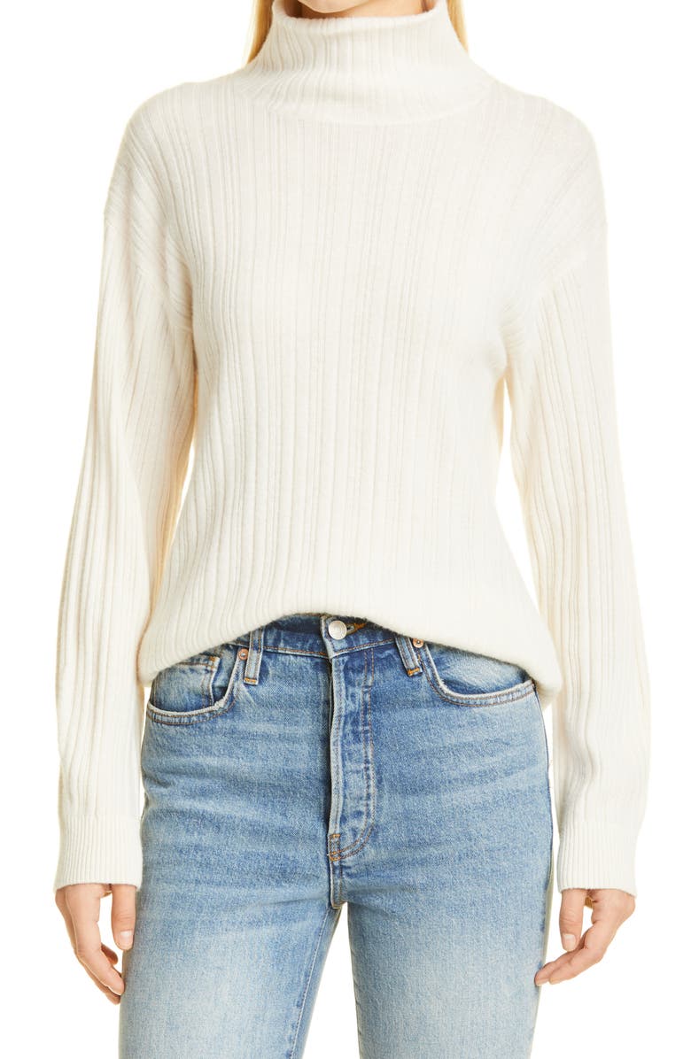 NAADAM Mock Neck Back Cutout Wool & Cashmere Sweater, Main, color,