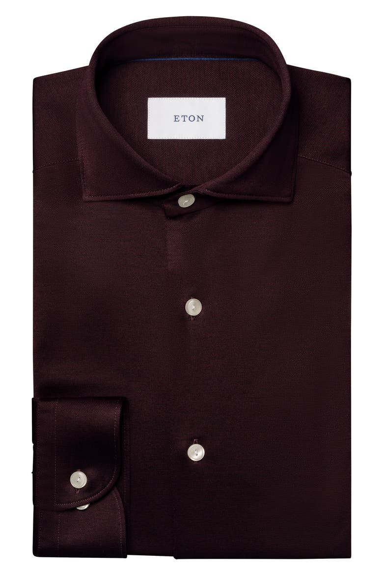 Slim Fit Filo di Scozia Cotton Jacquard Shirt, Main, color, MEDIUM RED