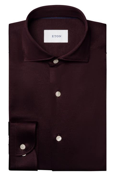 Slim Fit Filo di Scozia Cotton Jacquard Shirt