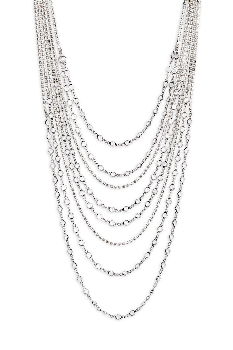 Crystal Multistrand Necklace, Main, color, CRYSTAL/ SILVER