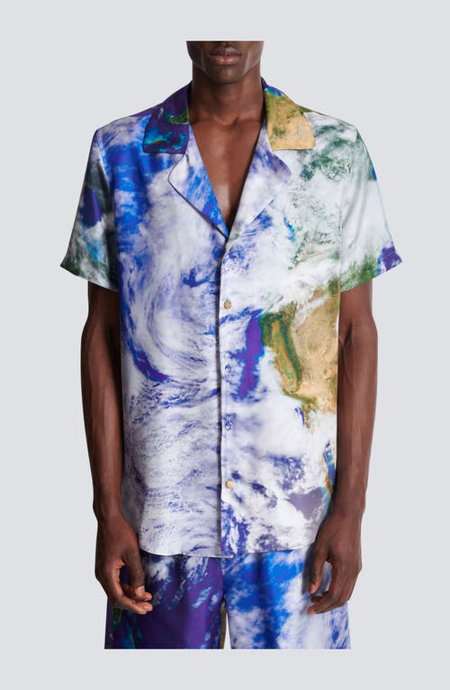BALMAIN BALMAIN PYJAMA SHIRT WITH EARTH PRINT 