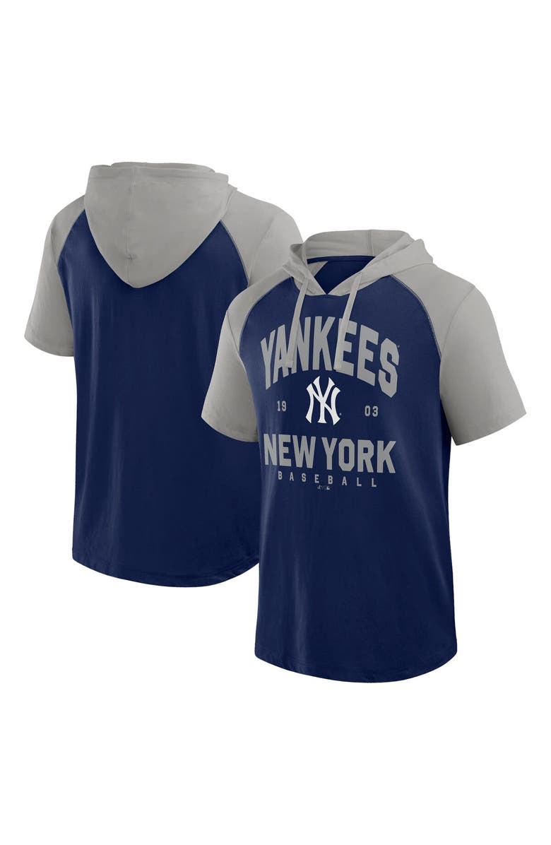 PROFILE Men's Profile Navy New York Yankees Big & Tall Short Sleeve Pullover Hoodie, Alternate, color, 