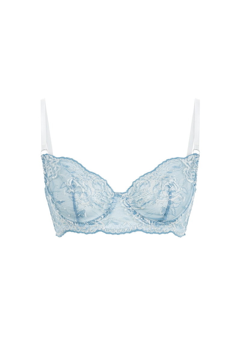 Sky Lace Balconette Bra Sheer Underwire Unlined Luxury Support, Alternate, color, Blue
