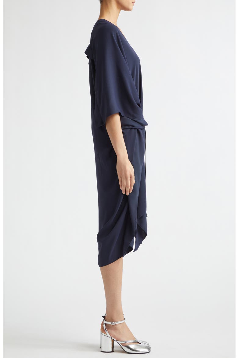 V-Neck High-Low Jersey Midi Dress, Alternate, color, BLUE NAVY