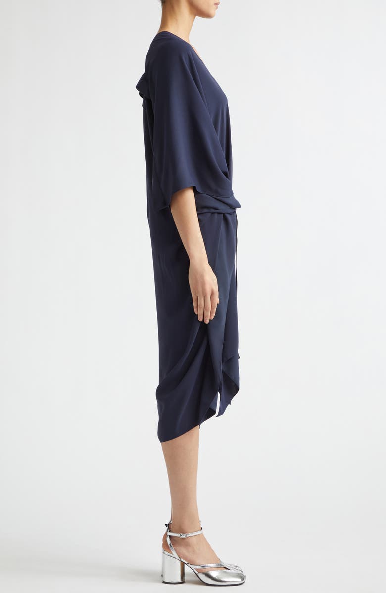 MM6 Maison Margiela V-Neck High-Low Jersey Midi Dress, Alternate, color, Blue Navy