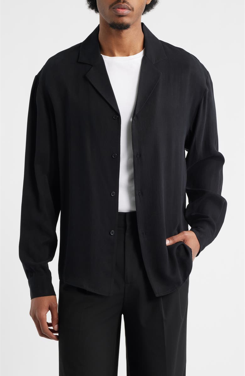 KROST Long Sleeve Cupro Camp Shirt, Main, color, Black